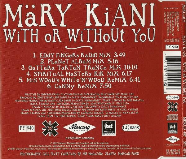 Mary Kiani : With Or Without You (CD, Single)
