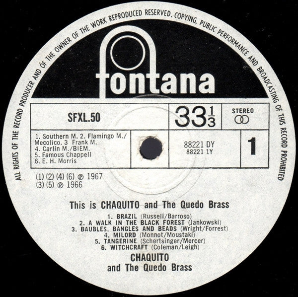 Chaquito And The Quedo Brass : This Is Chaquito And The Quedo Brass (LP, Album)