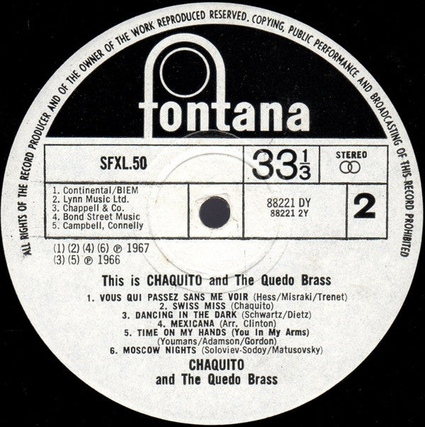 Chaquito And The Quedo Brass : This Is Chaquito And The Quedo Brass (LP, Album)