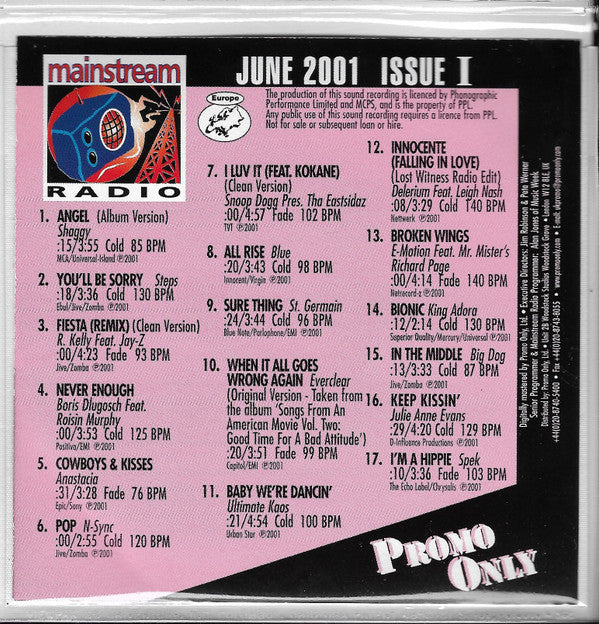 Various : Promo Only Mainstream Radio: June 2001 Issue I (CD, Comp, Promo)