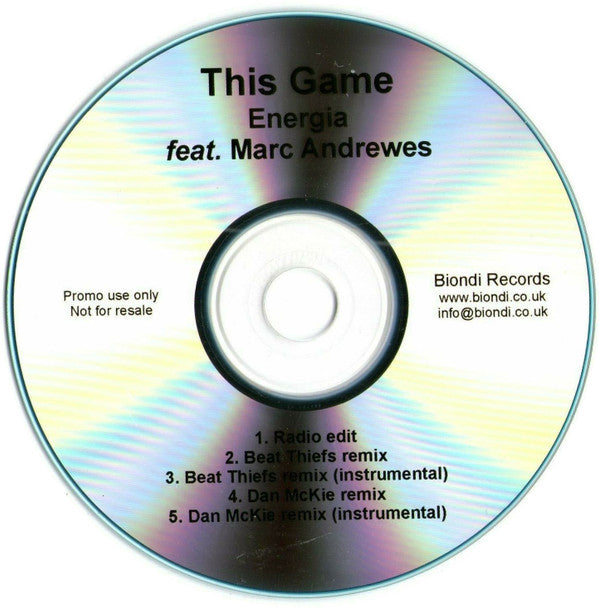 Energia (2) Feat. Marc Andrewes : This Game (CDr, Promo)