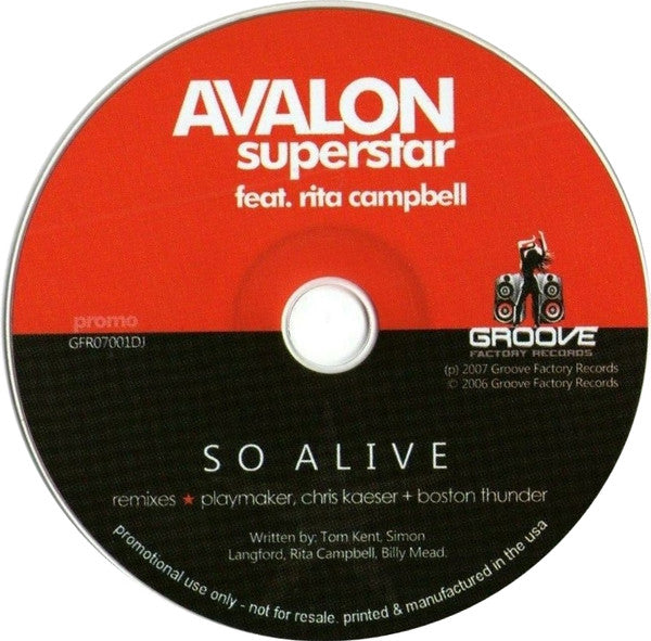 Avalon Superstar Feat. Rita Campbell : So Alive (CD, Single, Promo)