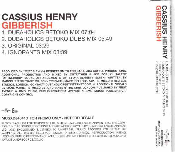 Cassius Henry : Gibberish (Remixes) (CD, Maxi, Promo)