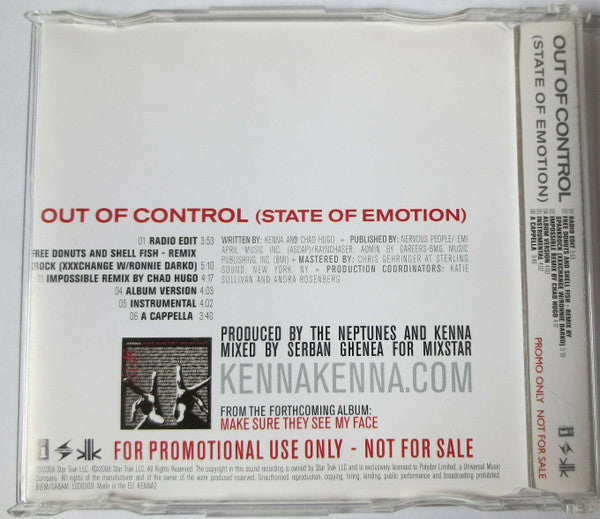 Kenna : Out Of Control (State Of Emotion) (CD, Single, Promo)