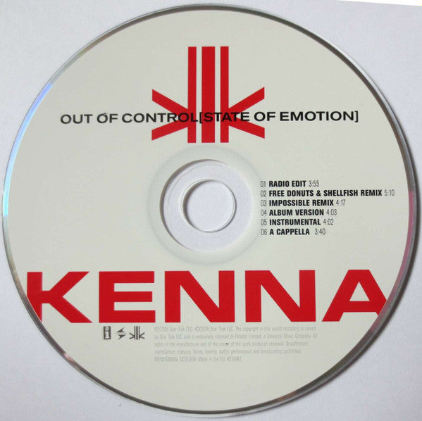 Kenna : Out Of Control (State Of Emotion) (CD, Single, Promo)