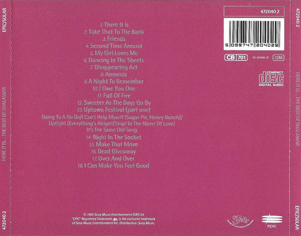 Shalamar : Here It Is ... The Best Of Shalamar (CD, Comp)