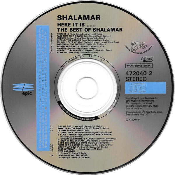 Shalamar : Here It Is ... The Best Of Shalamar (CD, Comp)