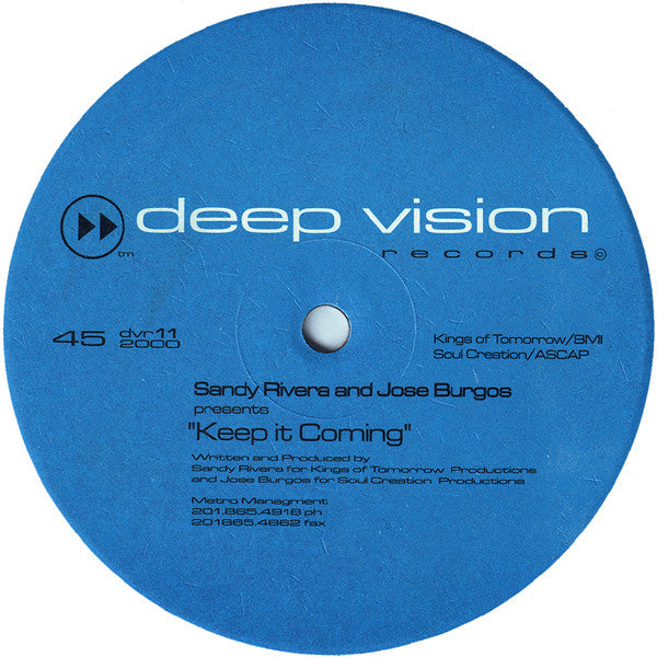Sandy Rivera & Jose Burgos : Keep It Coming (12")