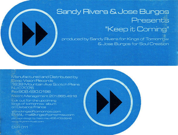 Sandy Rivera & Jose Burgos : Keep It Coming (12")