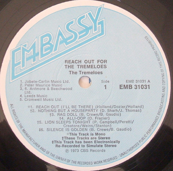 The Tremeloes : Reach Out For The Tremeloes (LP, Comp)