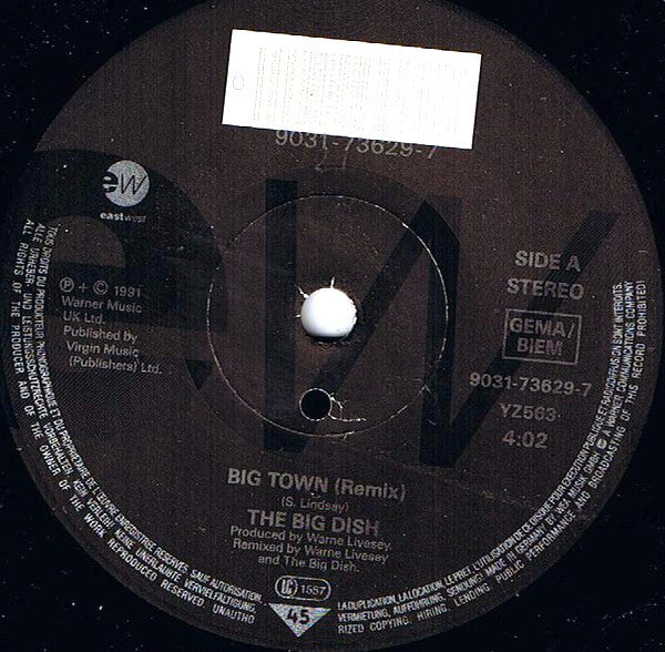 The Big Dish : Big Town (7", Single)