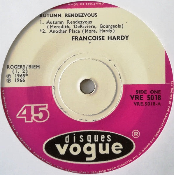 Françoise Hardy : Autumn Rendezvous (7", EP)