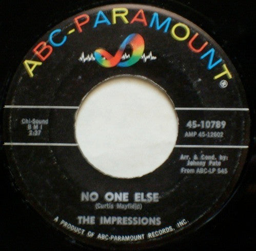 The Impressions : Too Slow / No One Else (7", Single)
