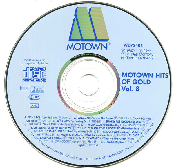 Various : Motown Hits Of Gold Volume 8 (CD, Comp)