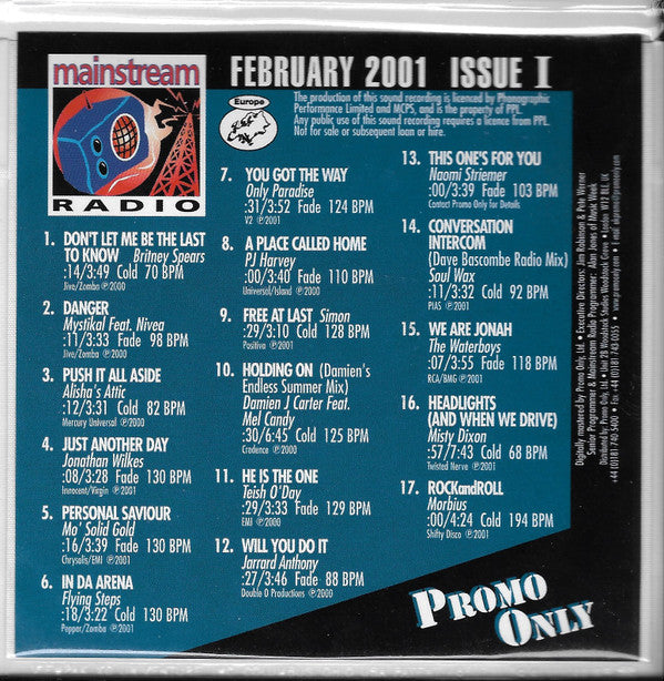 Various : Promo Only Mainstream Radio: February 2001 Issue I (CD, Comp, Promo)