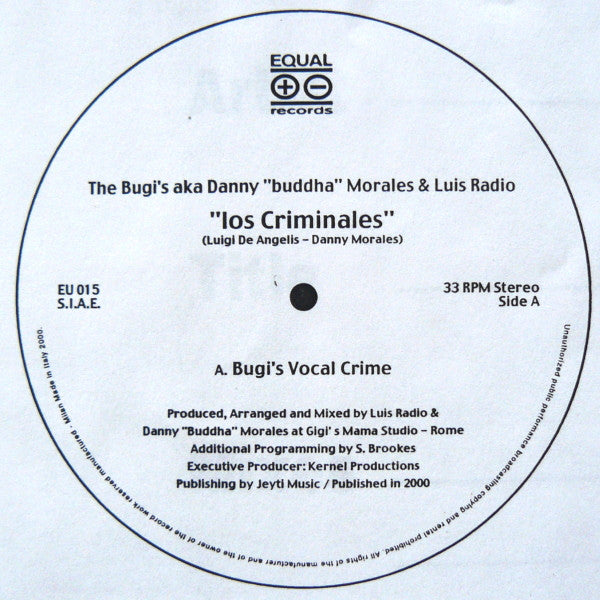 The Bugi's aka Danny Morales & Luis Radio : Los Criminales (12", Promo, W/Lbl)