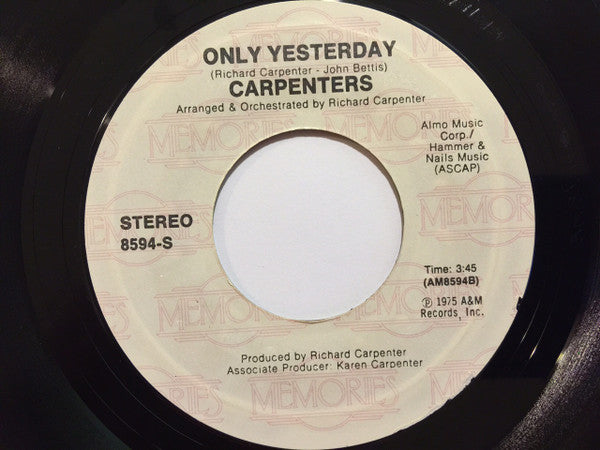 Carpenters : I Won't Last A Day Without You / Only Yesterday (7")