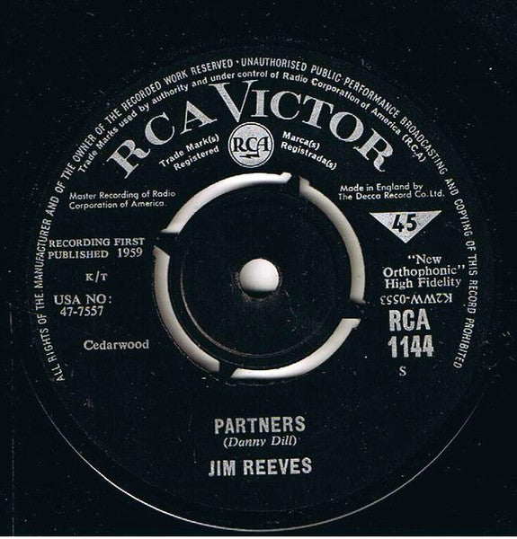 Jim Reeves : Partners / I'm Beginning To Forget You (7")