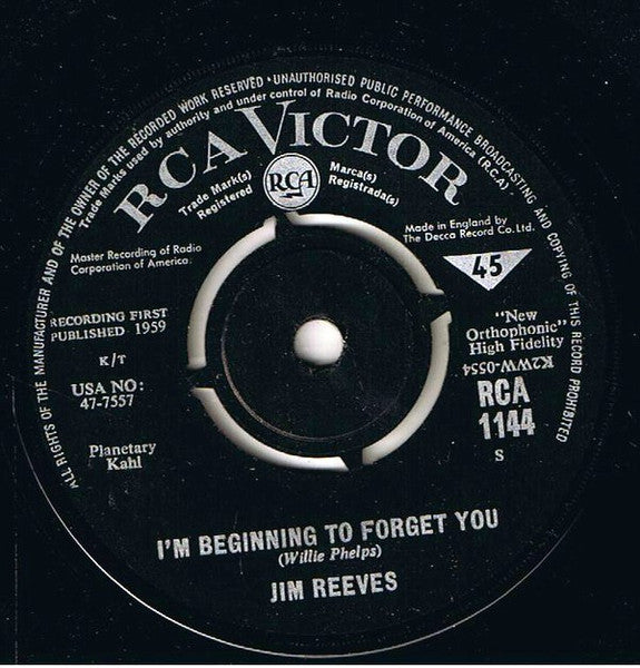Jim Reeves : Partners / I'm Beginning To Forget You (7")