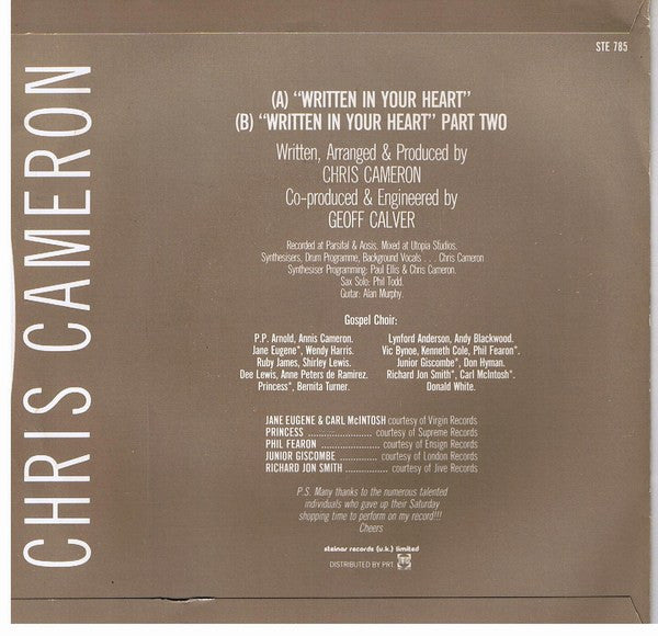 Chris Cameron : Written In Your Heart (7")