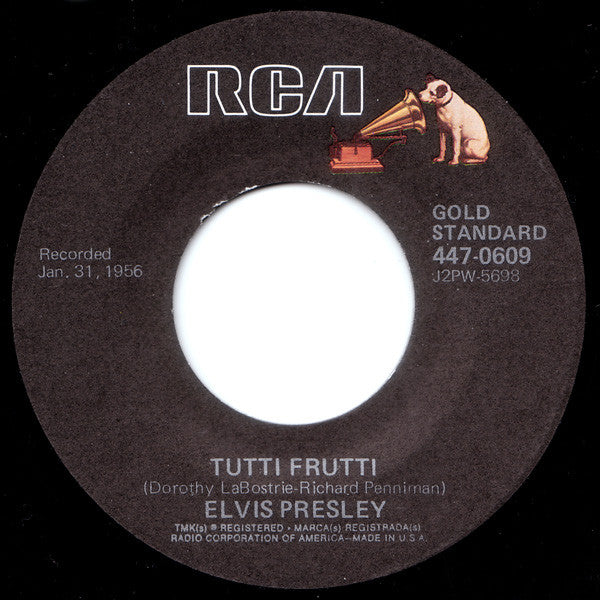 Elvis Presley : Blue Suede Shoes / Tutti Frutti (7", Single, RE, Ind)