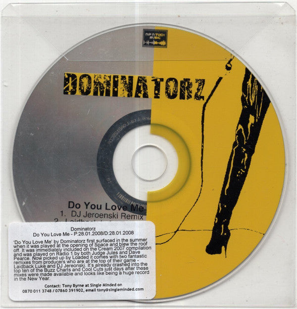 Dominatorz : Do You Love Me (CD, Single, Promo)