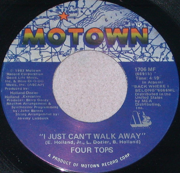 Four Tops : I Just Can't Walk Away / Hang (7", Single)