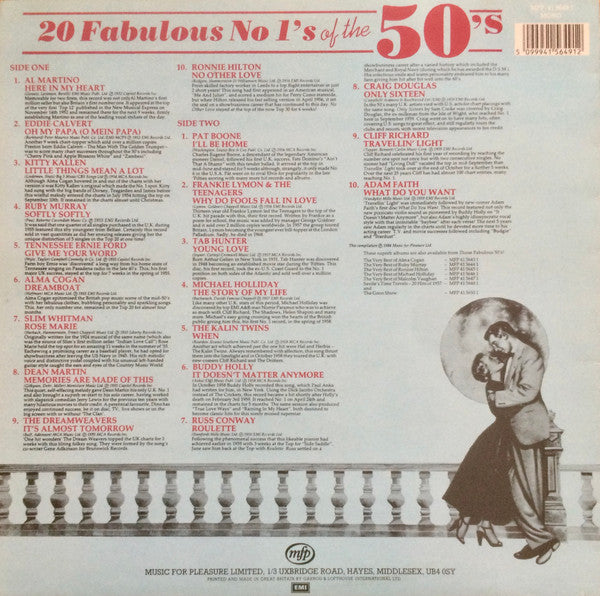 Various : 20 Fabulous No 1's Of The 50's (LP, Comp, Mono)