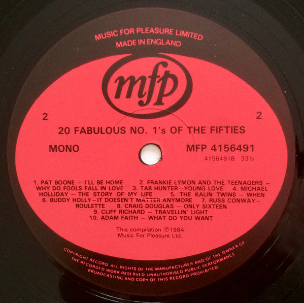 Various : 20 Fabulous No 1's Of The 50's (LP, Comp, Mono)