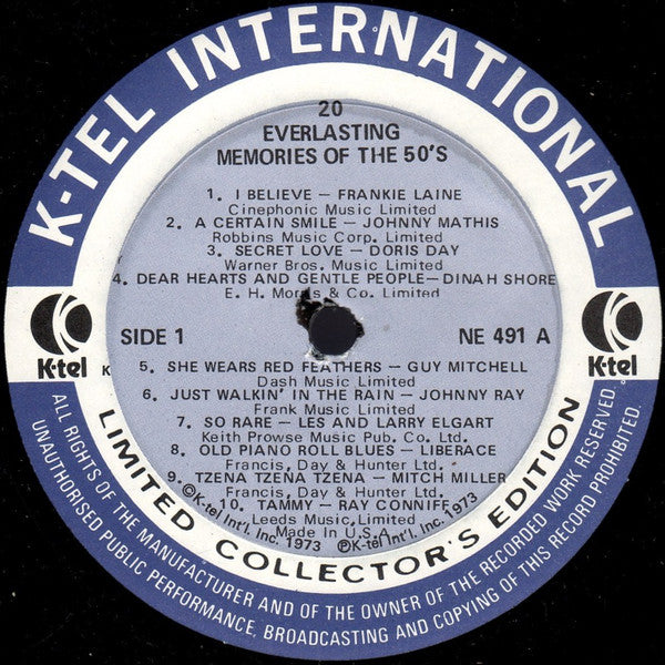 Various : 20 Everlasting Memories Of The 50's (LP, Album, Comp, Ltd)