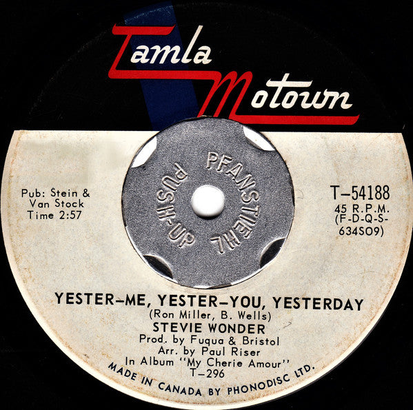 Stevie Wonder : Yester-Me, Yester-You, Yesterday (7", Single)