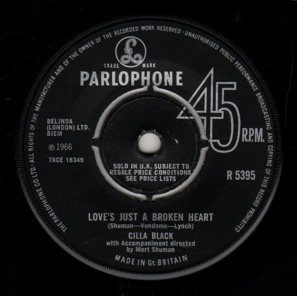 Cilla Black : Love's Just A Broken Heart (7", Single)