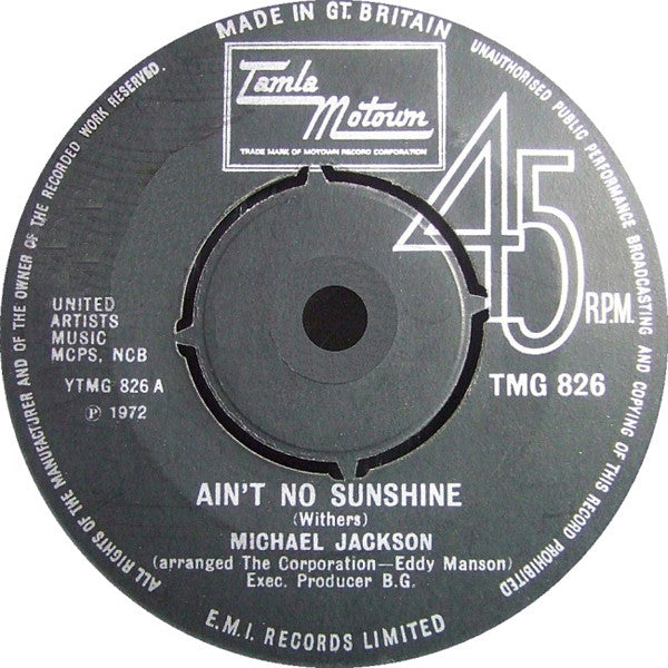 Michael Jackson : Ain't No Sunshine (7", Single)