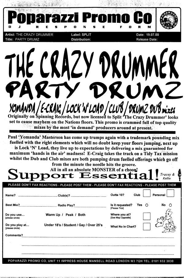 The Crazy Drummer : Party Drumz (2x12")