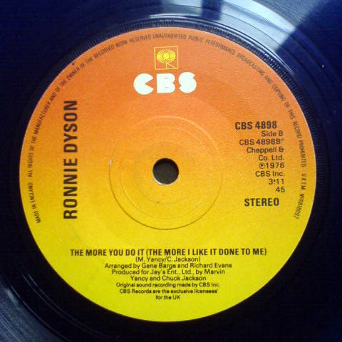 Ronnie Dyson : When You Get Right Down To It / The More You Do It (The More I Like It Done To Me) (7", Mono, RE, Blu)