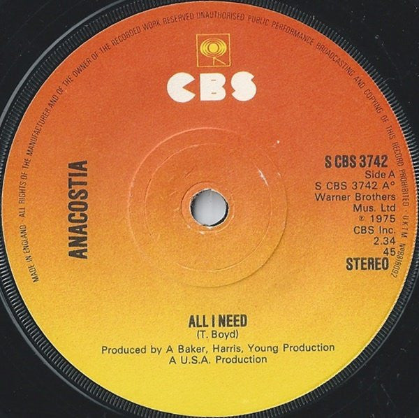 Anacostia : All I Need (7")