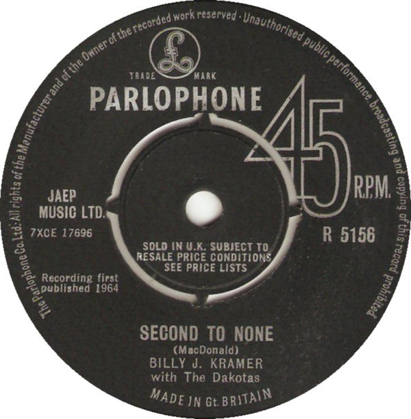 Billy J. Kramer & The Dakotas : From A Window (7", Single)