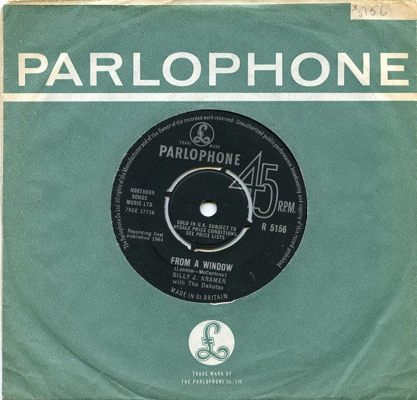 Billy J. Kramer & The Dakotas : From A Window (7", Single)