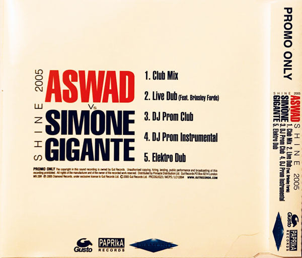 Aswad Vs Simone Gigante : Shine 2005 (CD, Promo)