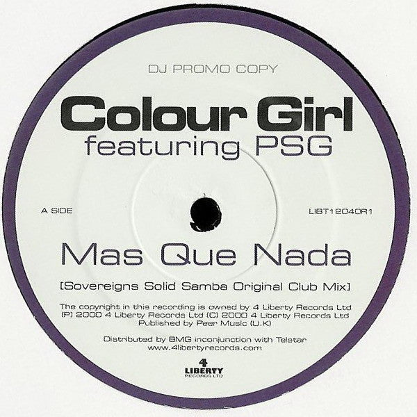 Colour Girl Featuring PSG : Mas Que Nada (12", Promo)