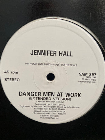 Jennifer Hall : Danger Men At Work (12", Promo)