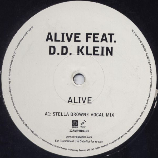 Alive Feat. D.D. Klein : Alive (12", Promo)