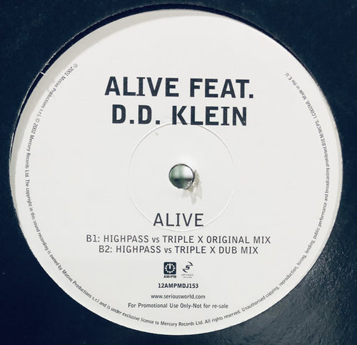 Alive Feat. D.D. Klein : Alive (12", Promo)