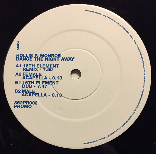 Hollis P. Monroe : Dance The Night Away (12", Promo)