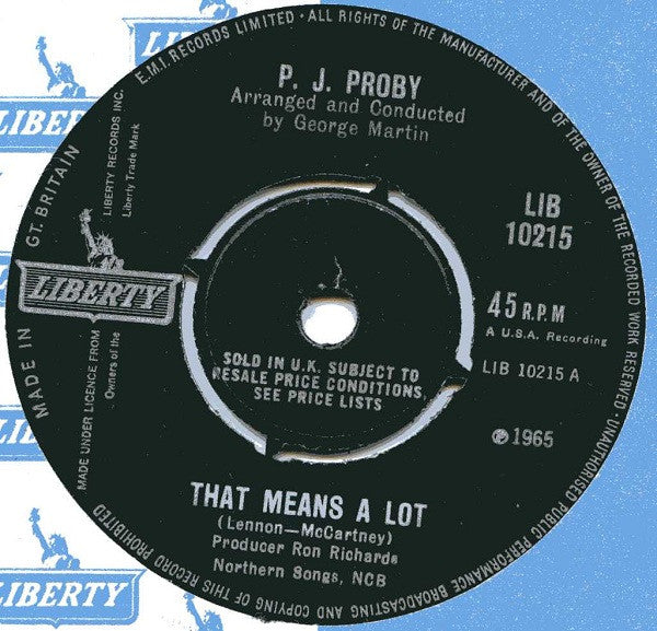 P.J. Proby : That Means A Lot (7", Single)