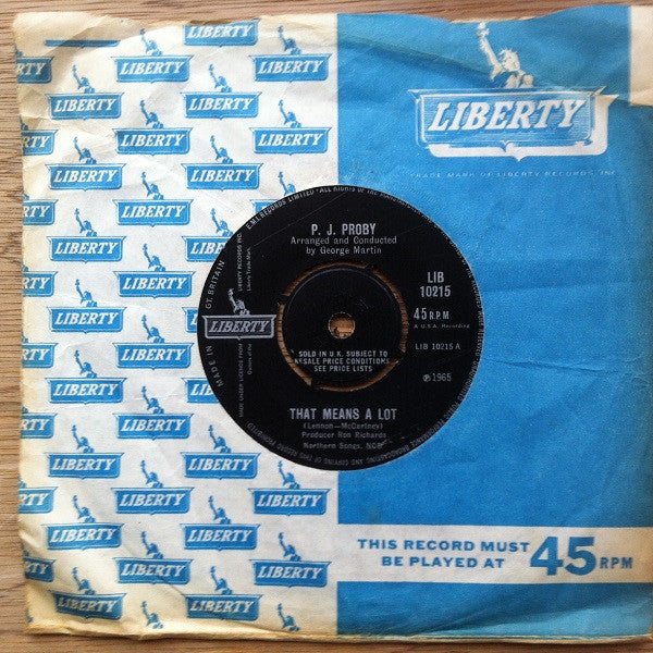 P.J. Proby : That Means A Lot (7", Single)