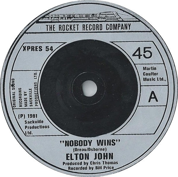 Elton John : Nobody Wins (7", Com)