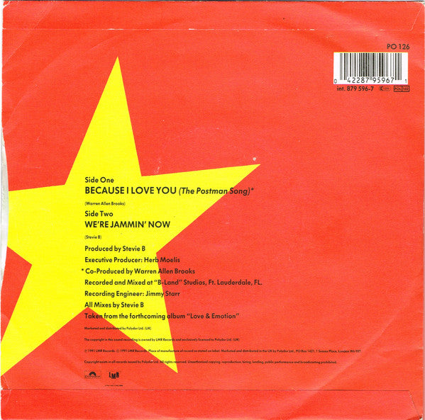 Stevie B : Because I Love You (The Postman Song) (7", Single, Inj)