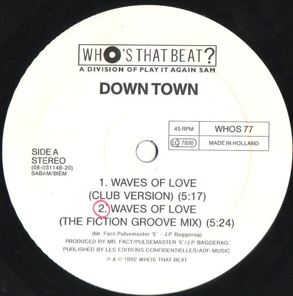 Down Town : Waves Of Love (12")