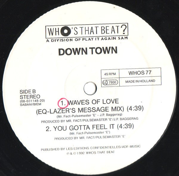 Down Town : Waves Of Love (12")